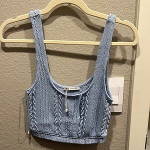 Zara Blue Knit Crop Top
